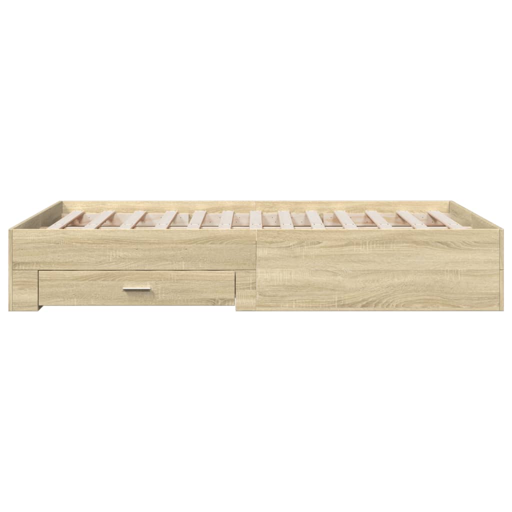 vidaXL Cama con cajones madera ingeniería roble Sonoma 140x190 cm