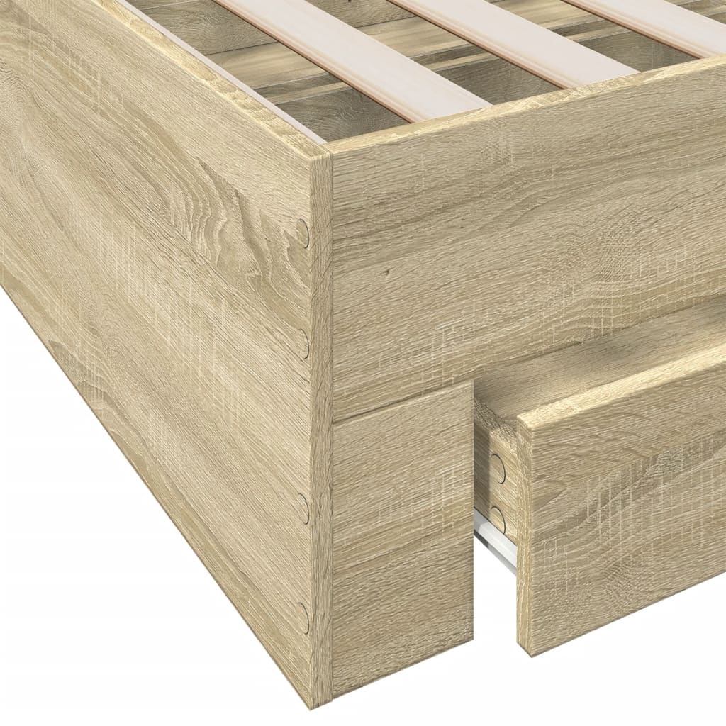 vidaXL Cama con cajones madera ingeniería roble Sonoma 140x190 cm