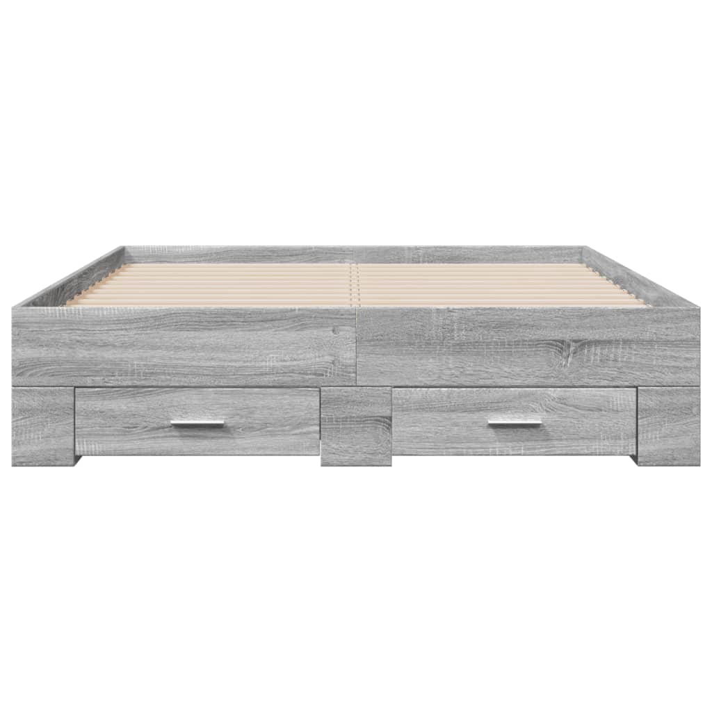 vidaXL Cama con cajones madera de ingeniería gris Sonoma 135x190 cm