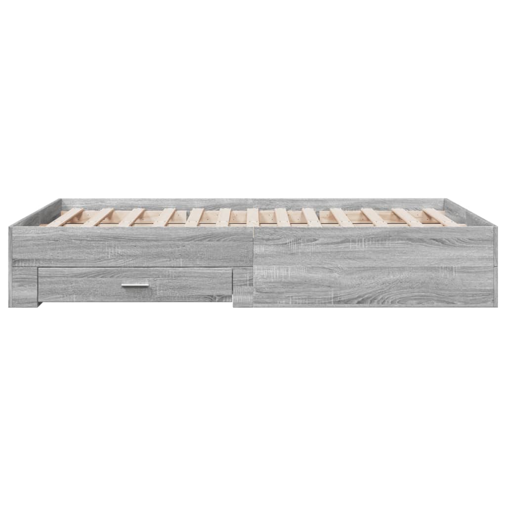 vidaXL Cama con cajones madera de ingeniería gris Sonoma 135x190 cm