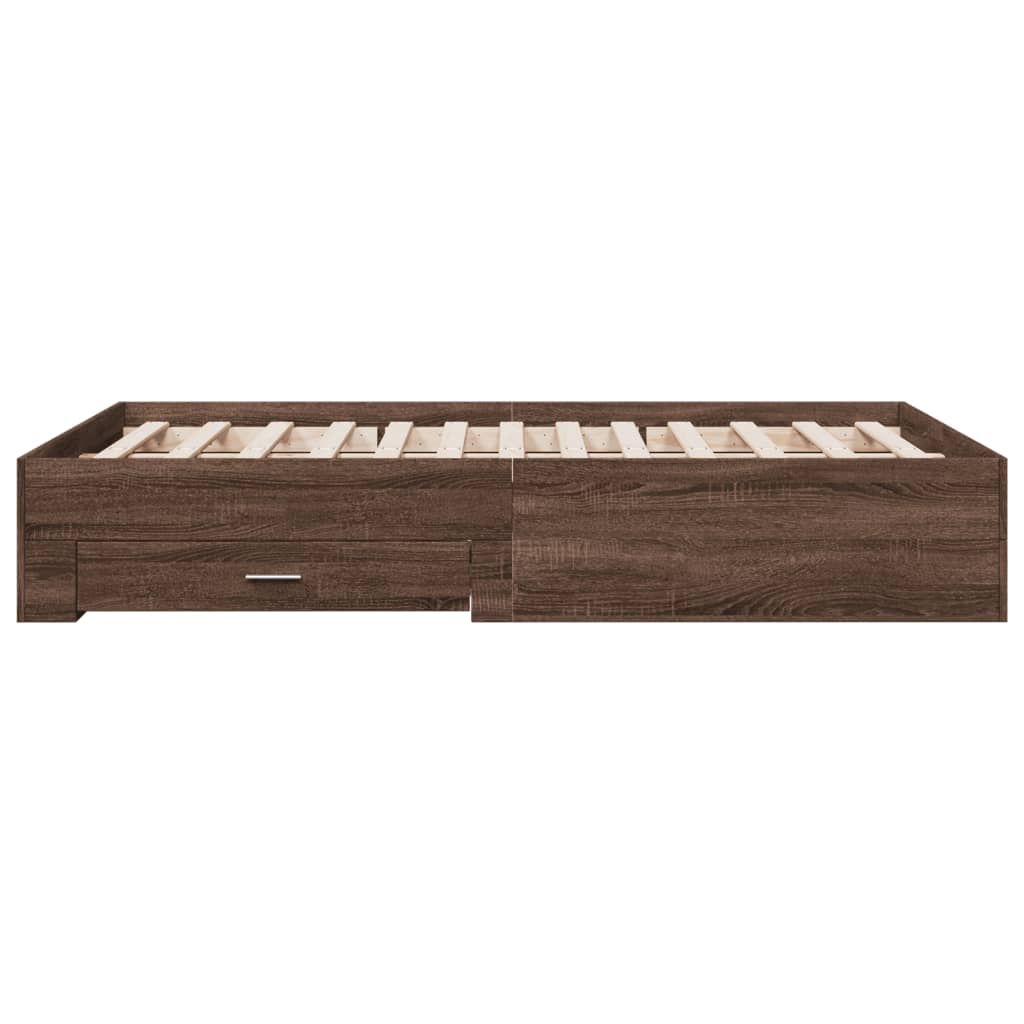 vidaXL Cama con cajones madera de ingeniería marrón roble 135x190 cm