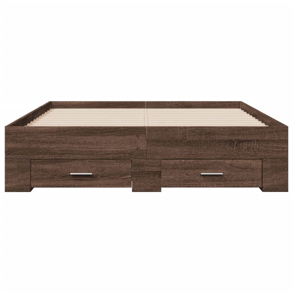 vidaXL Cama con cajones madera de ingeniería marrón roble 120x190 cm