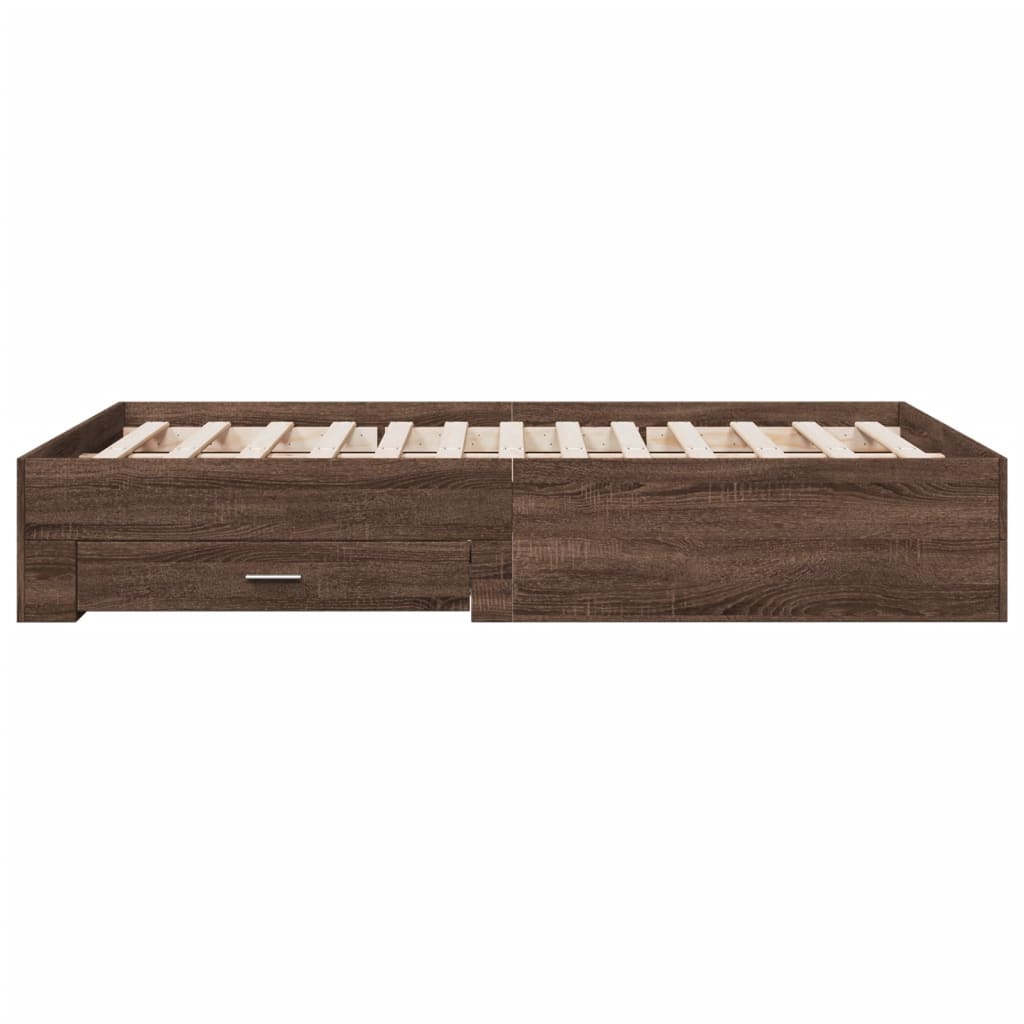 vidaXL Cama con cajones madera de ingeniería marrón roble 120x190 cm