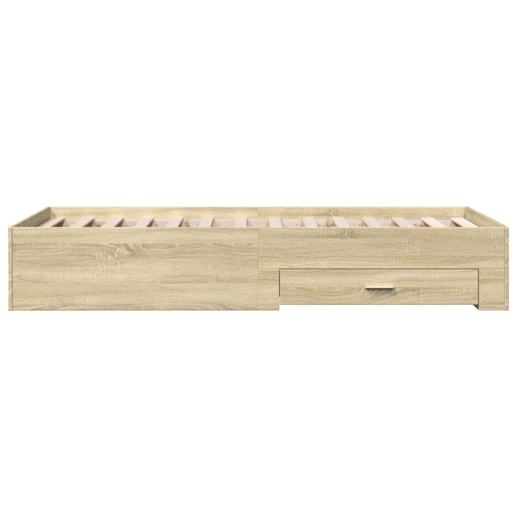 vidaXL Cama con cajones madera ingeniería roble Sonoma 100x200 cm