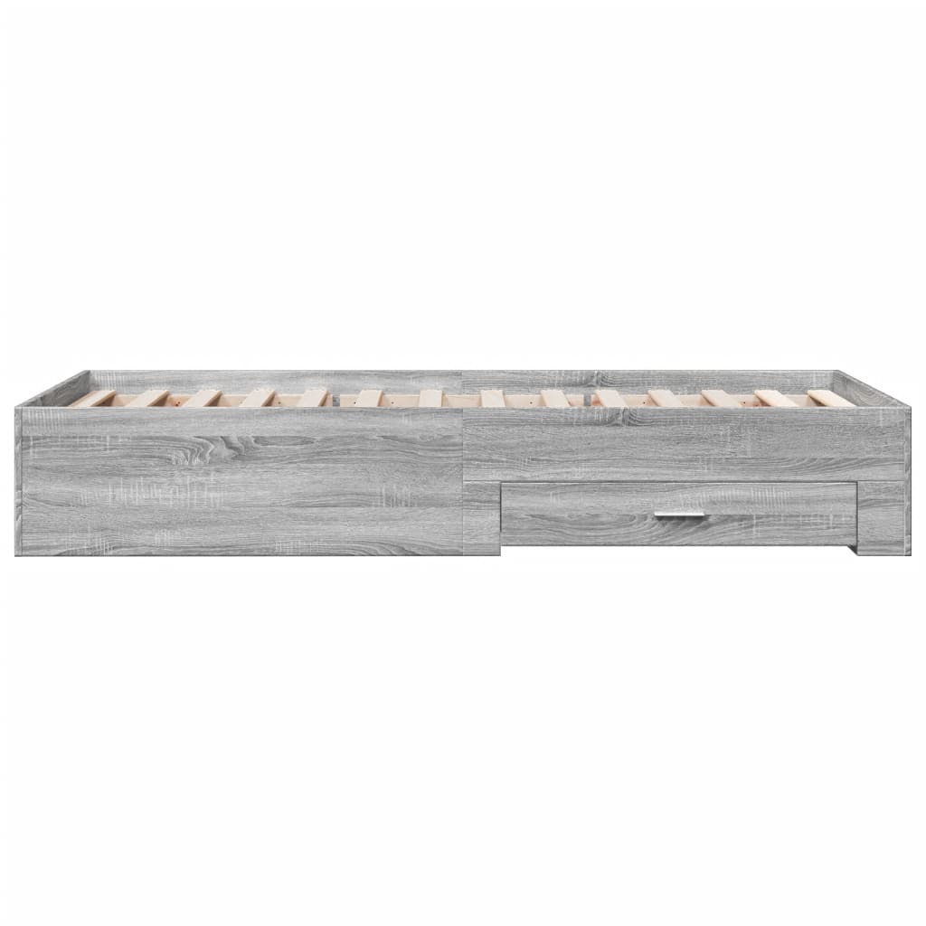 vidaXL Cama con cajones madera ingeniería gris Sonoma 100x200 cm