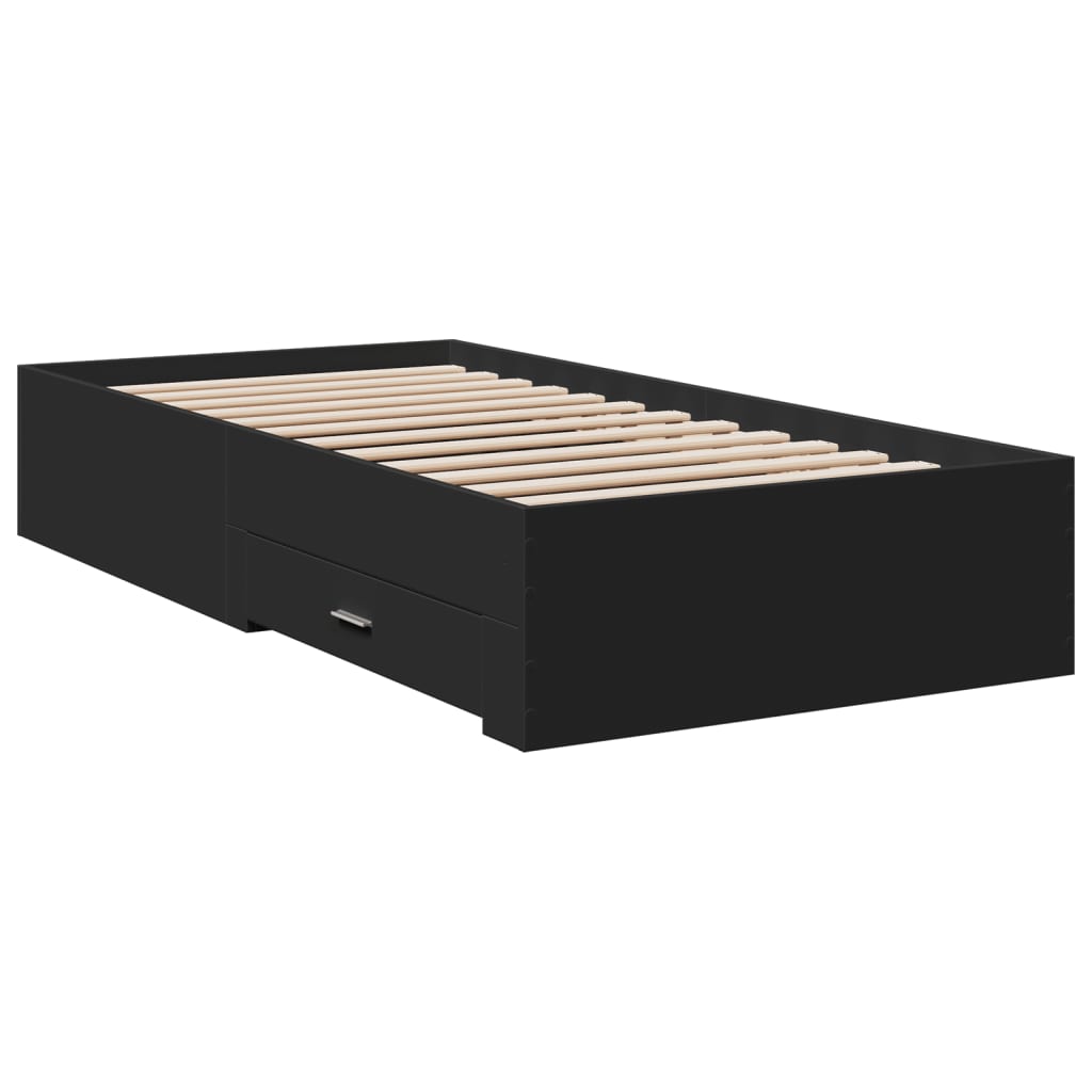 vidaXL Cama con cajones madera de ingeniería negra 90x200 cm