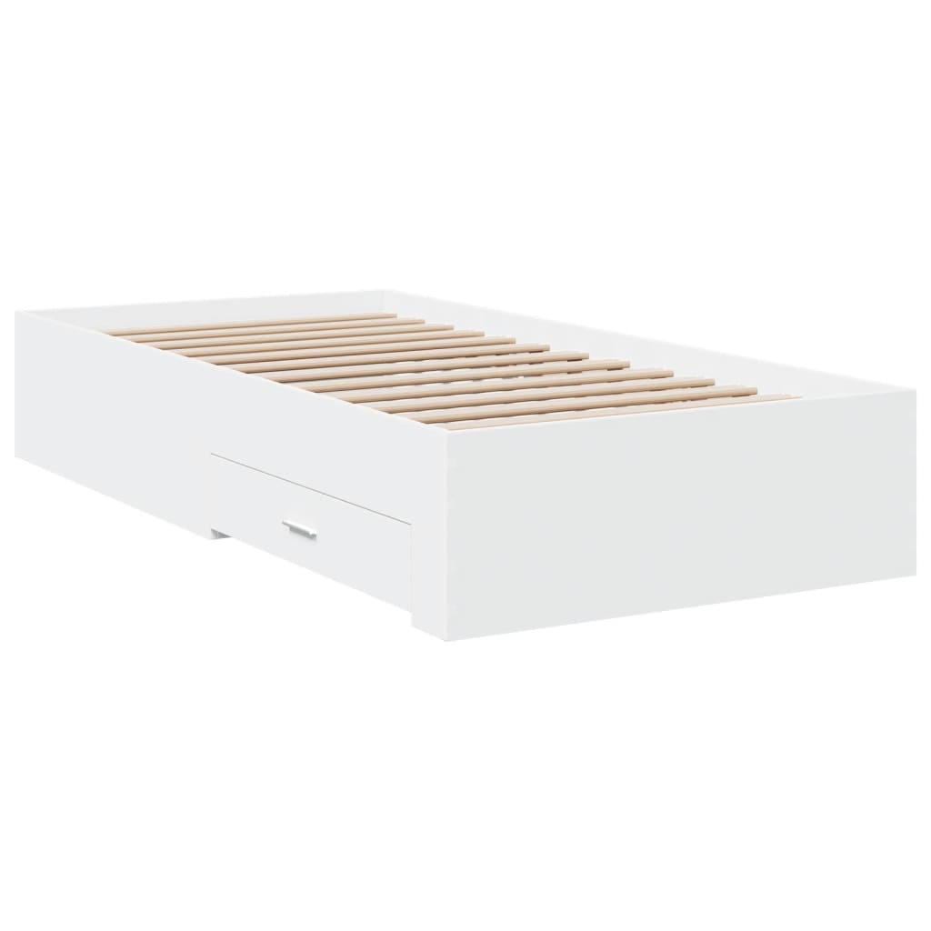 vidaXL Cama con cajones madera de ingeniería blanca 90x190 cm