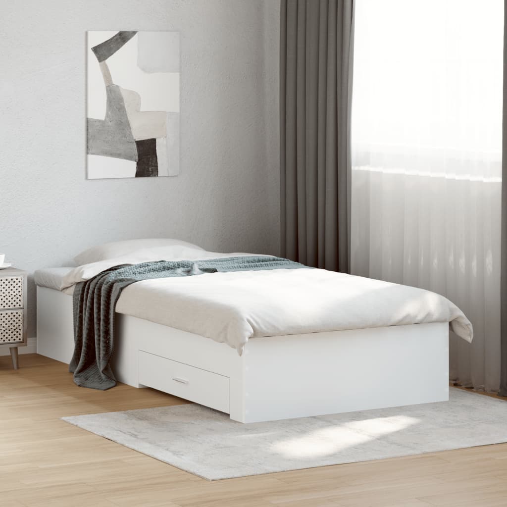 vidaXL Cama con cajones madera de ingeniería blanca 90x190 cm