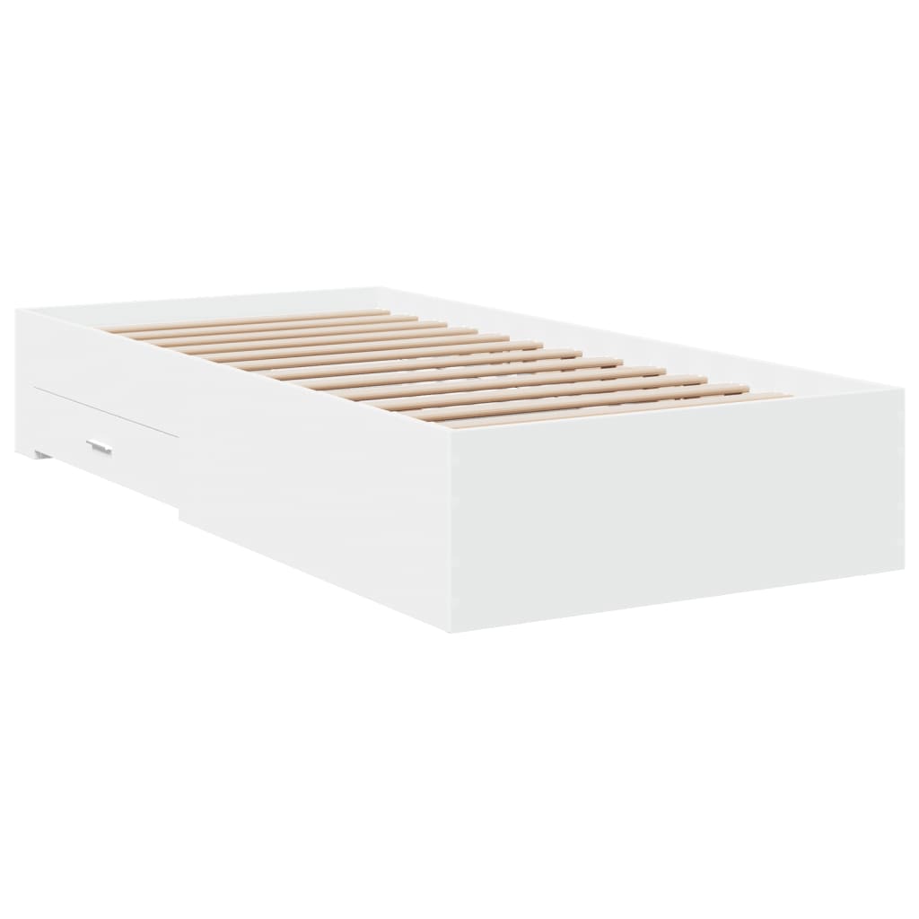 vidaXL Cama con cajones madera de ingeniería blanca 90x190 cm