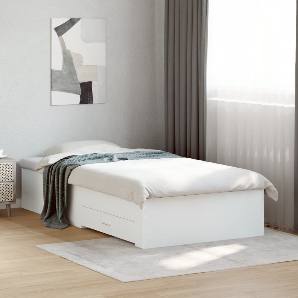 vidaXL Cama con cajones madera de ingeniería blanca 75x190 cm