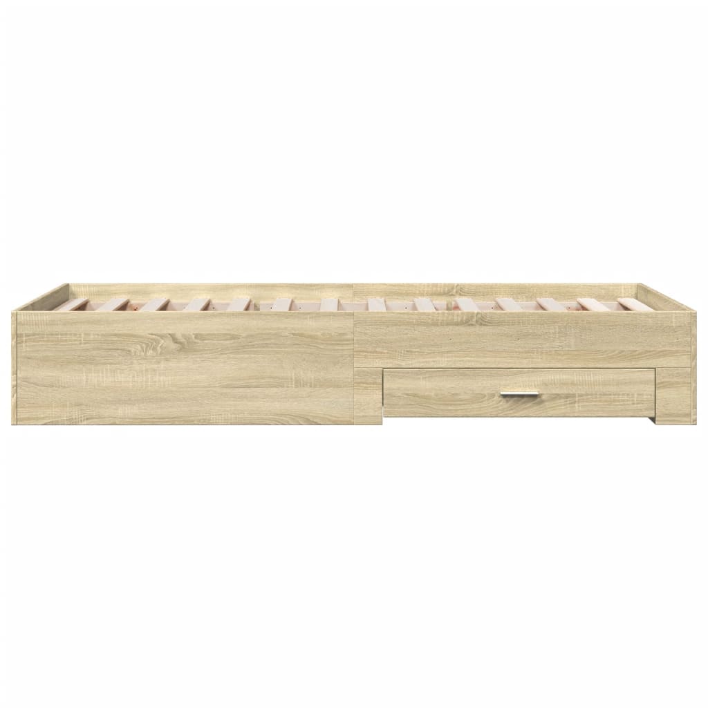 vidaXL Cama con cajones madera ingeniería roble Sonoma 75x190 cm