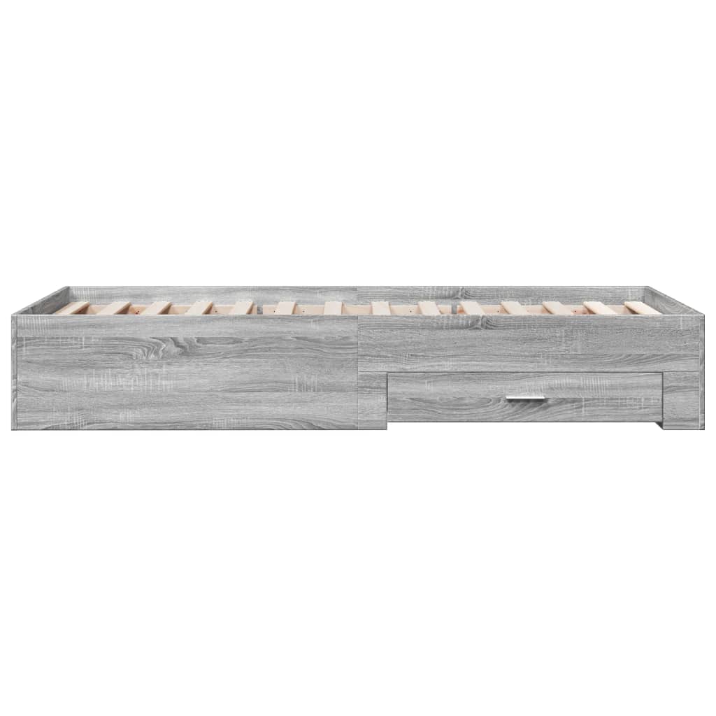 vidaXL Cama con cajones madera de ingeniería gris Sonoma 75x190 cm