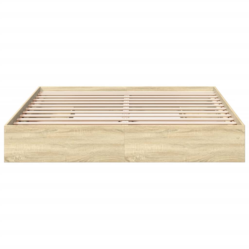 vidaXL Cama con cajones madera ingeniería roble Sonoma 200x200 cm