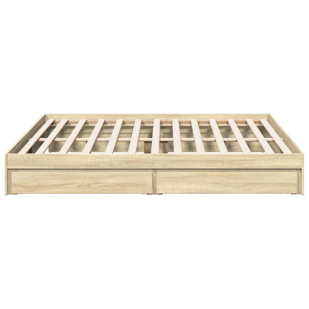 vidaXL Cama con cajones madera ingeniería roble Sonoma 200x200 cm