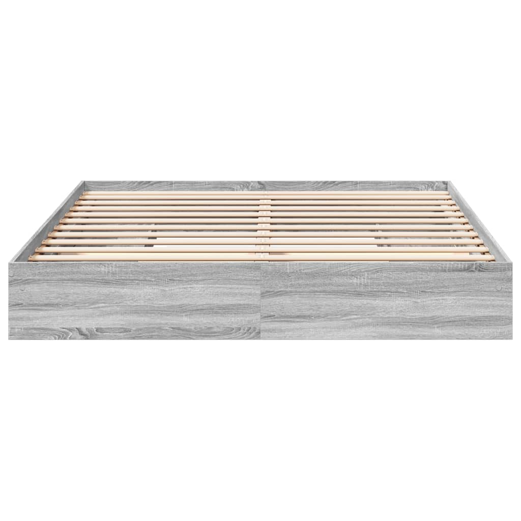 vidaXL Cama con cajones madera ingeniería gris Sonoma 180x200 cm