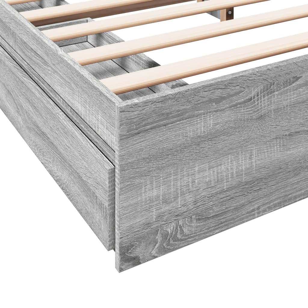 vidaXL Cama con cajones madera ingeniería gris Sonoma 180x200 cm