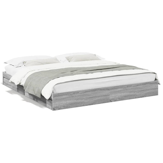 vidaXL Cama con cajones madera ingeniería gris Sonoma 180x200 cm