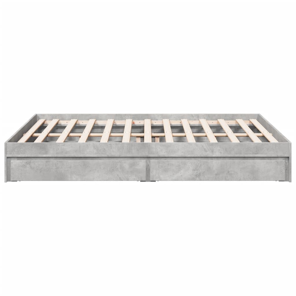 vidaXL Cama con cajones madera ingeniería gris hormigón 160x200 cm