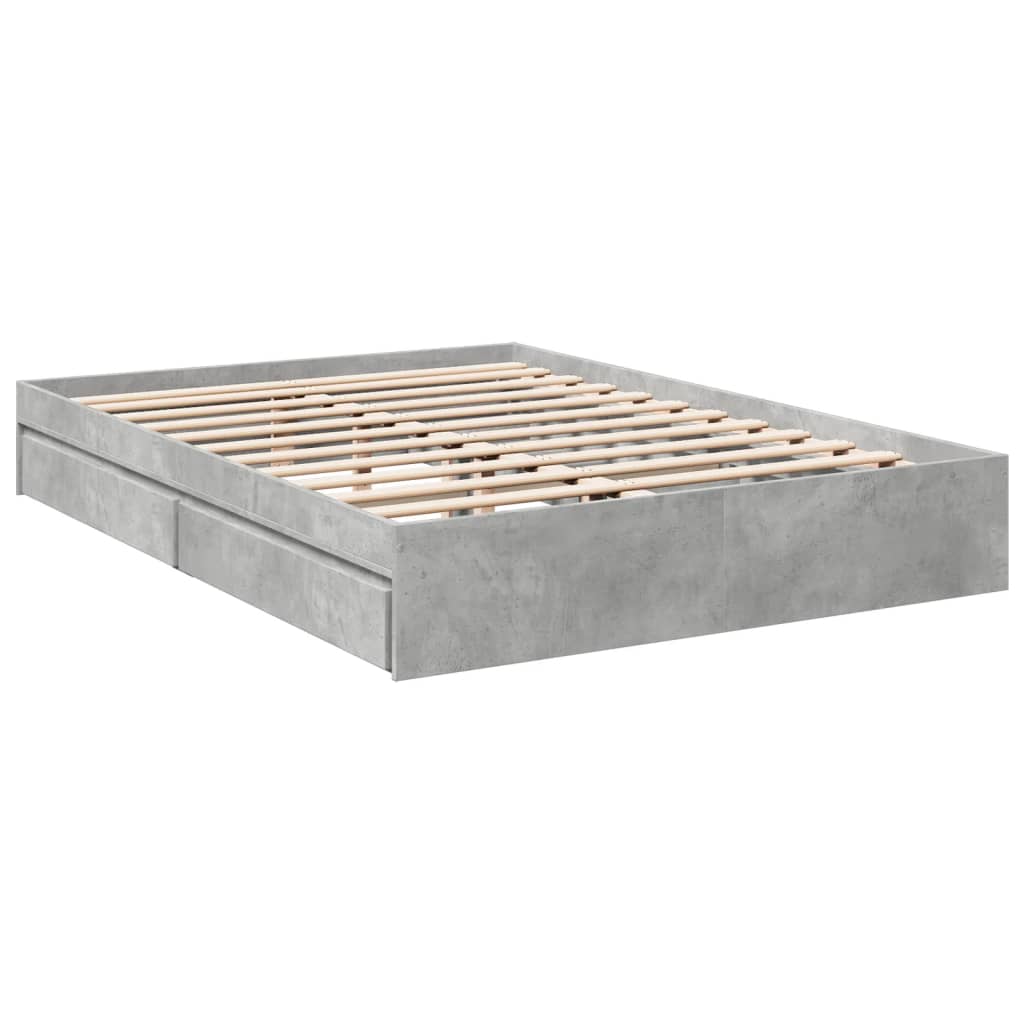 vidaXL Cama con cajones madera ingeniería gris hormigón 160x200 cm