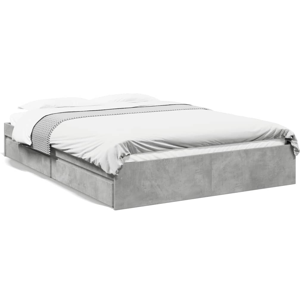 vidaXL Cama con cajones madera ingeniería gris hormigón 160x200 cm