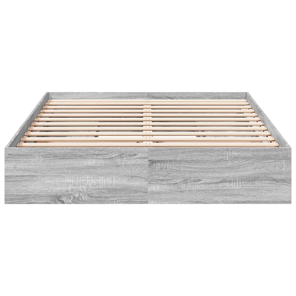 vidaXL Cama con cajones madera ingeniería gris Sonoma 160x200 cm