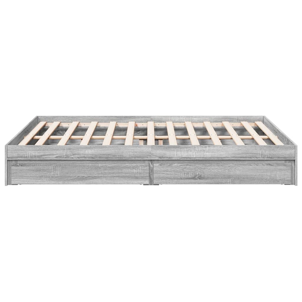 vidaXL Cama con cajones madera ingeniería gris Sonoma 160x200 cm