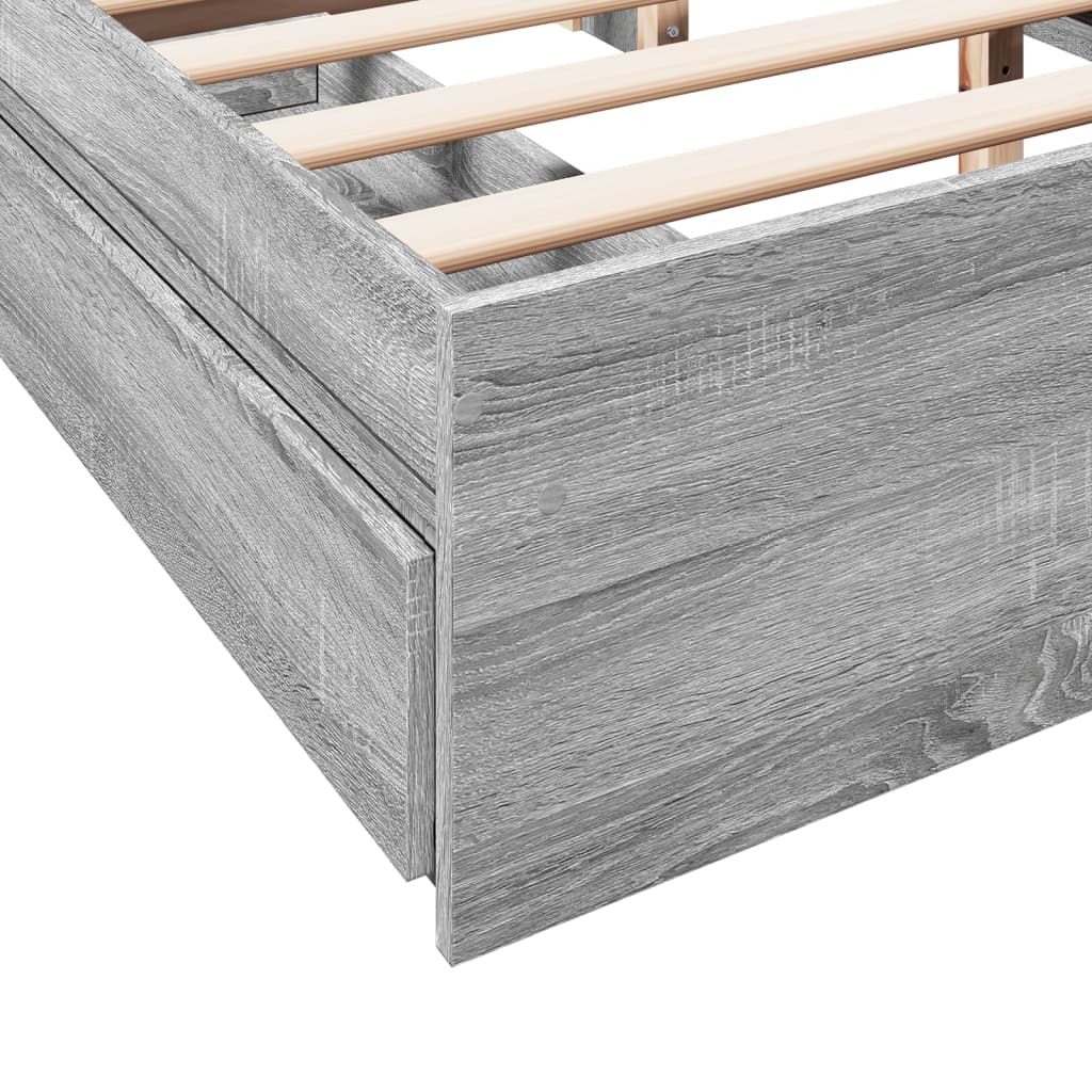 vidaXL Cama con cajones madera ingeniería gris Sonoma 160x200 cm