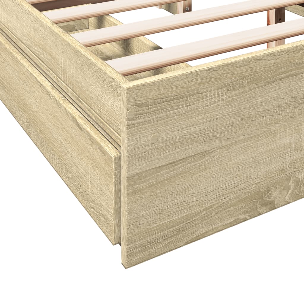 vidaXL Cama con cajones madera ingeniería roble Sonoma 150x200 cm