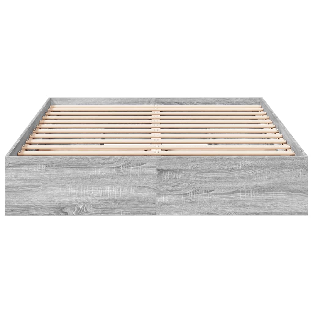 vidaXL Cama con cajones madera ingeniería gris Sonoma 150x200 cm