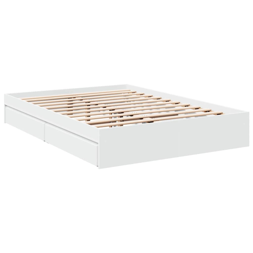 vidaXL Cama con cajones madera de ingeniería blanco 140x200 cm