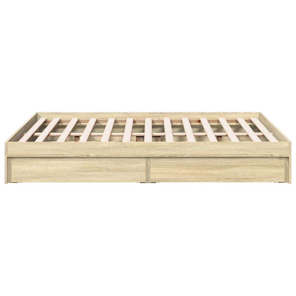 vidaXL Cama con cajones madera ingeniería roble Sonoma 140x200 cm