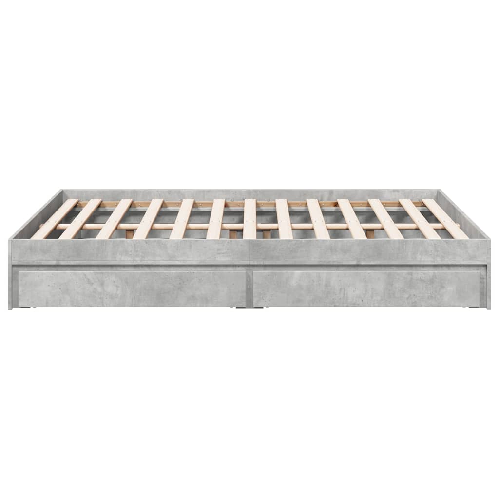 vidaXL Cama con cajones madera ingeniería gris hormigón 140x200 cm