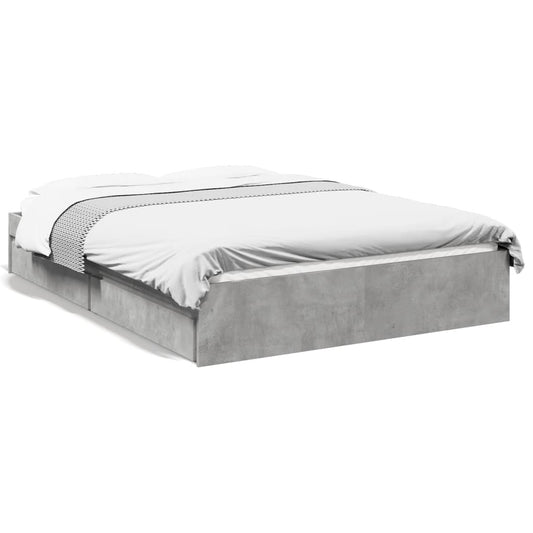 vidaXL Cama con cajones madera ingeniería gris hormigón 140x200 cm