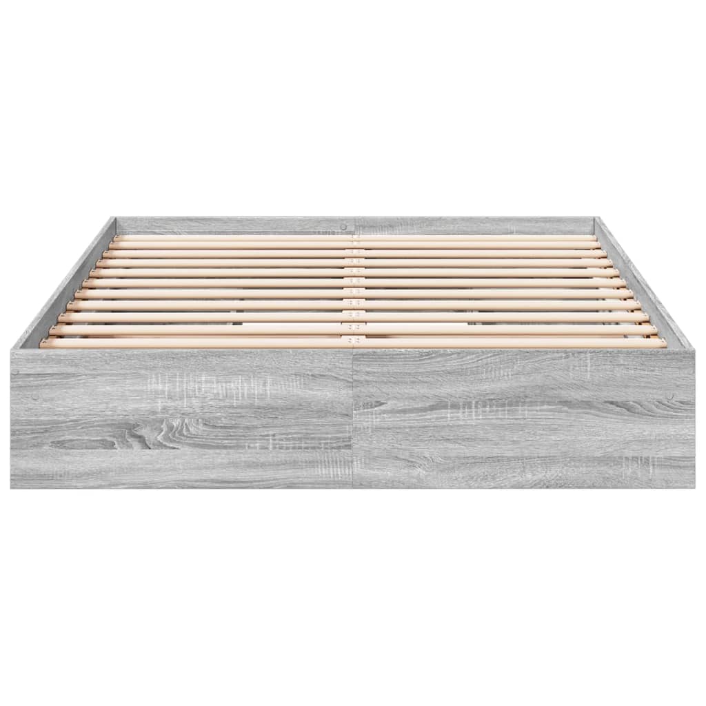 vidaXL Cama con cajones madera ingeniería gris Sonoma 140x200 cm