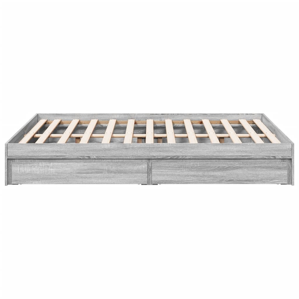 vidaXL Cama con cajones madera ingeniería gris Sonoma 140x200 cm