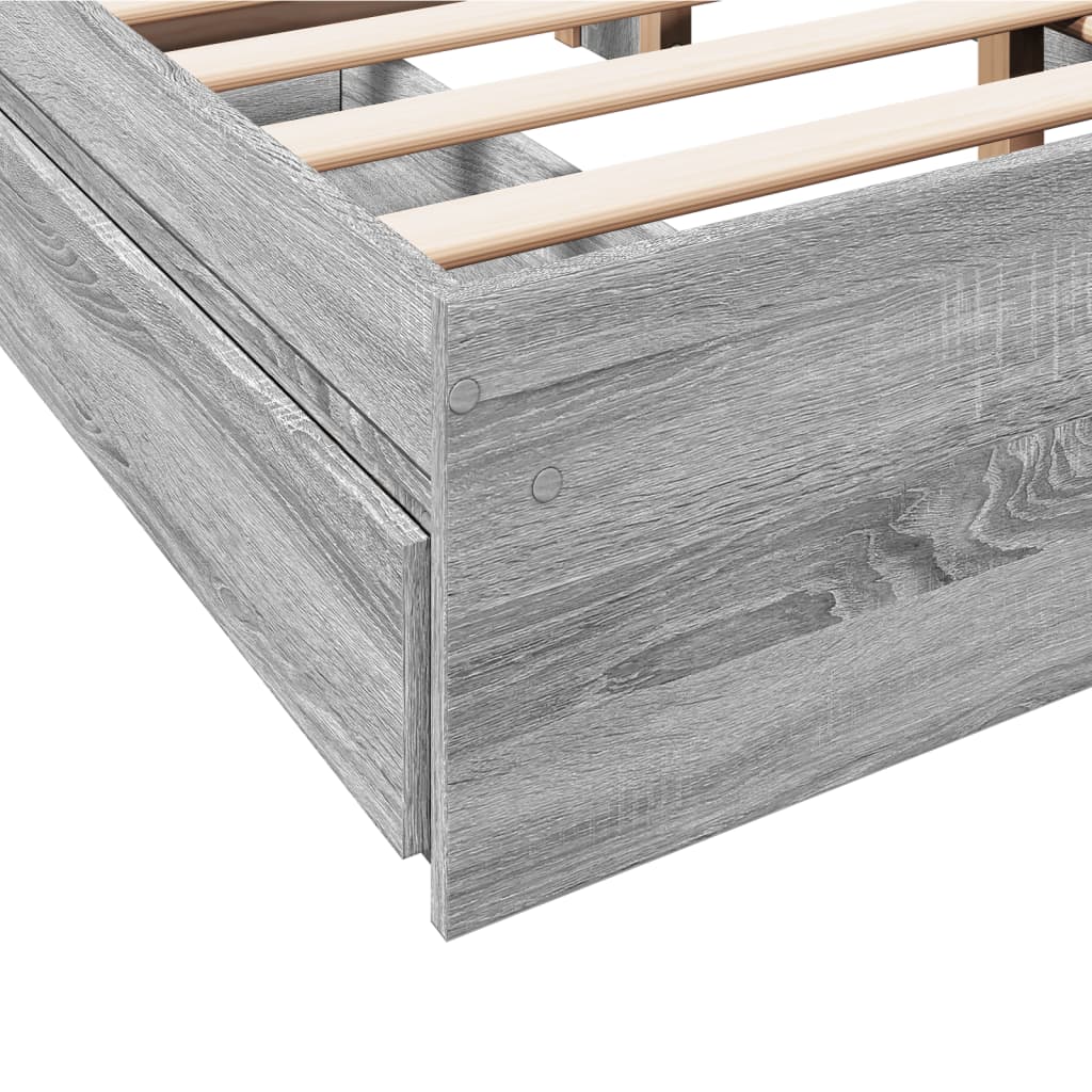 vidaXL Cama con cajones madera ingeniería gris Sonoma 140x200 cm