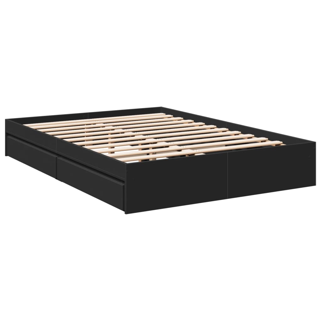 vidaXL Cama con cajones madera de ingeniería negro 120x200 cm