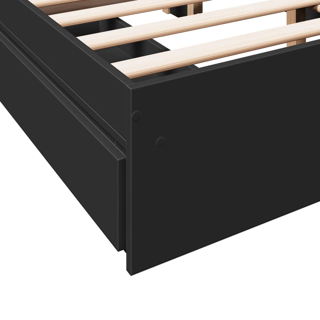 vidaXL Cama con cajones madera de ingeniería negro 120x200 cm