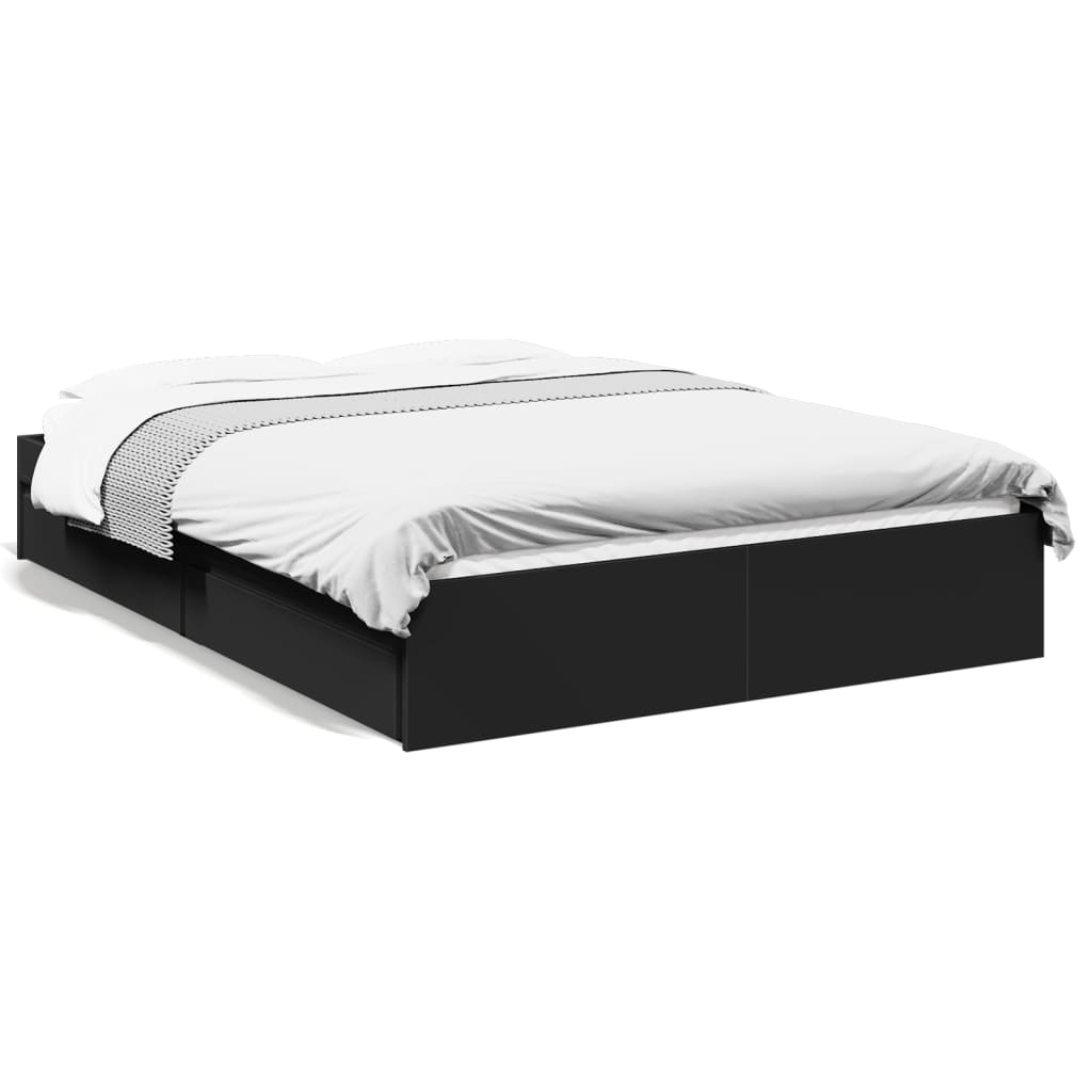 vidaXL Cama con cajones madera de ingeniería negro 120x200 cm