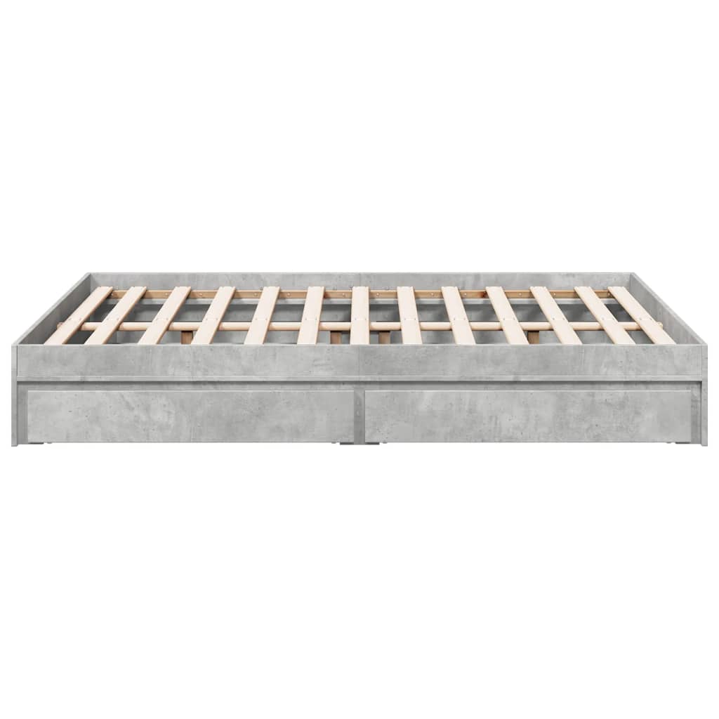 vidaXL Cama con cajones madera ingeniería gris hormigón 120x200 cm