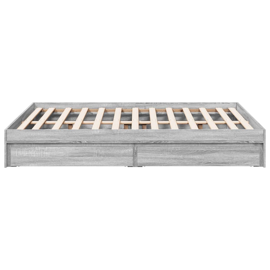 vidaXL Cama con cajones madera ingeniería gris Sonoma 120x200 cm