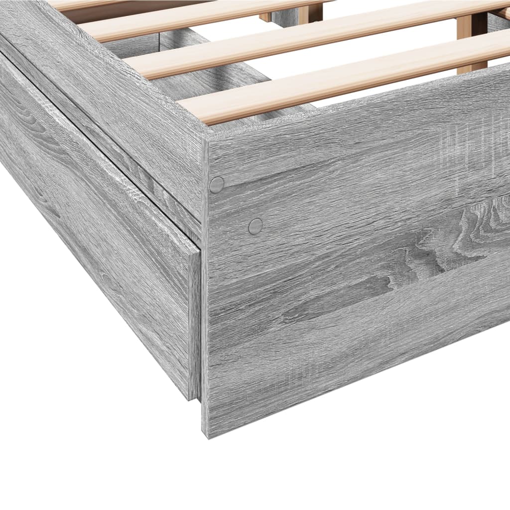 vidaXL Cama con cajones madera ingeniería gris Sonoma 120x200 cm