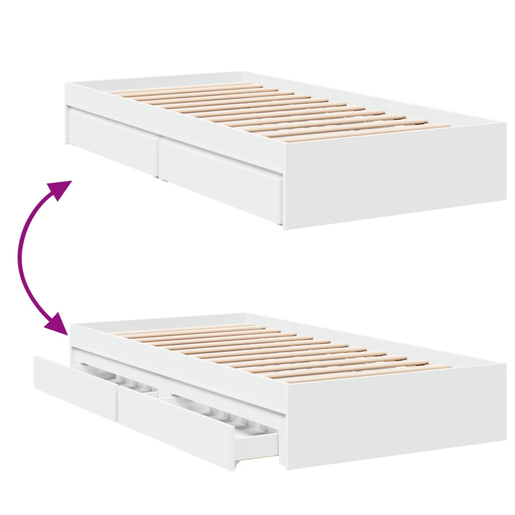 vidaXL Cama con cajones madera de ingeniería blanco 100x200 cm