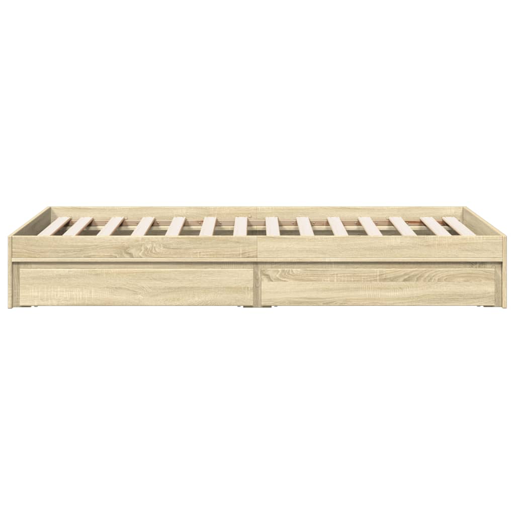 vidaXL Cama con cajones madera ingeniería roble Sonoma 100x200 cm