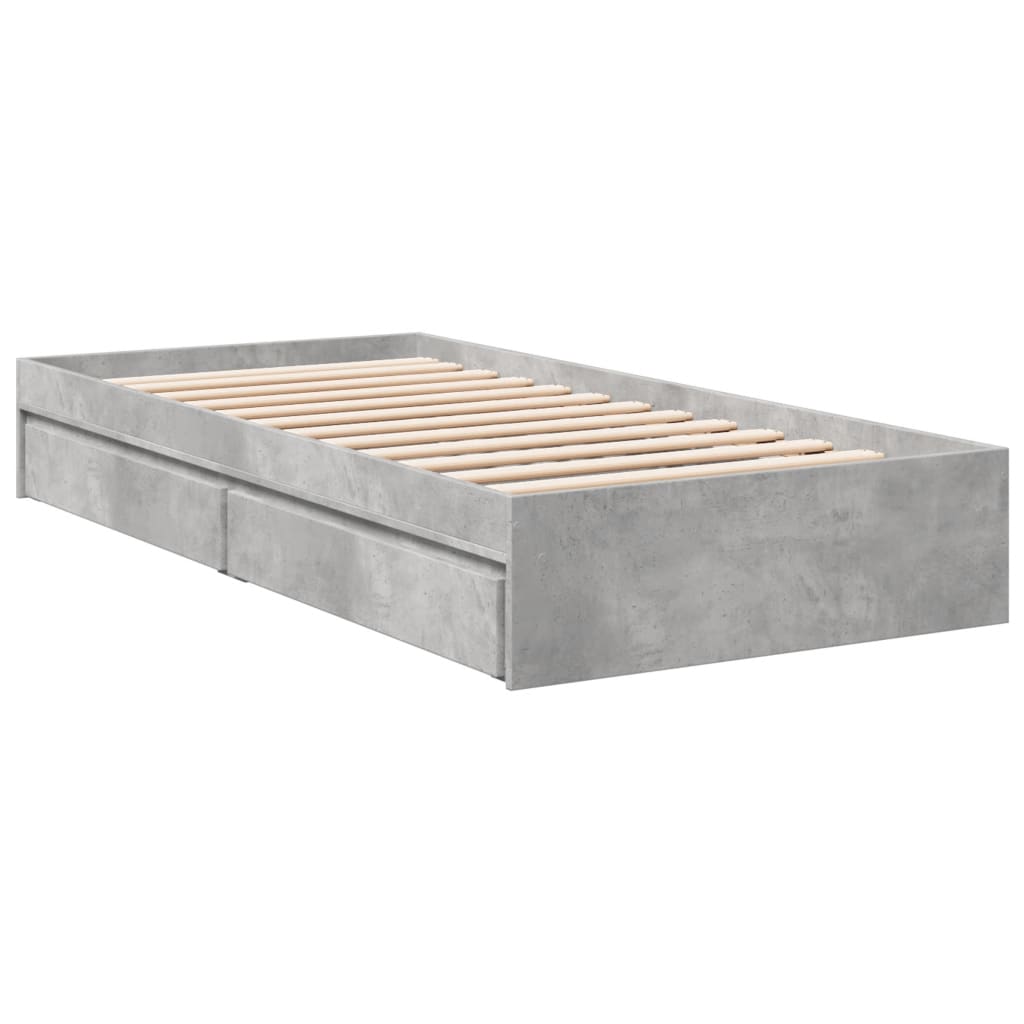 vidaXL Cama con cajones madera ingeniería gris hormigón 100x200 cm