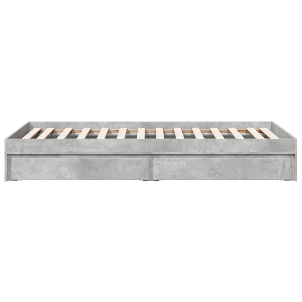 vidaXL Cama con cajones madera ingeniería gris hormigón 100x200 cm