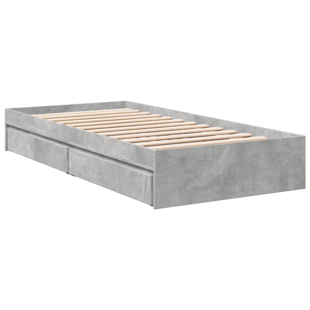 vidaXL Cama con cajones madera ingeniería gris hormigón 100x200 cm