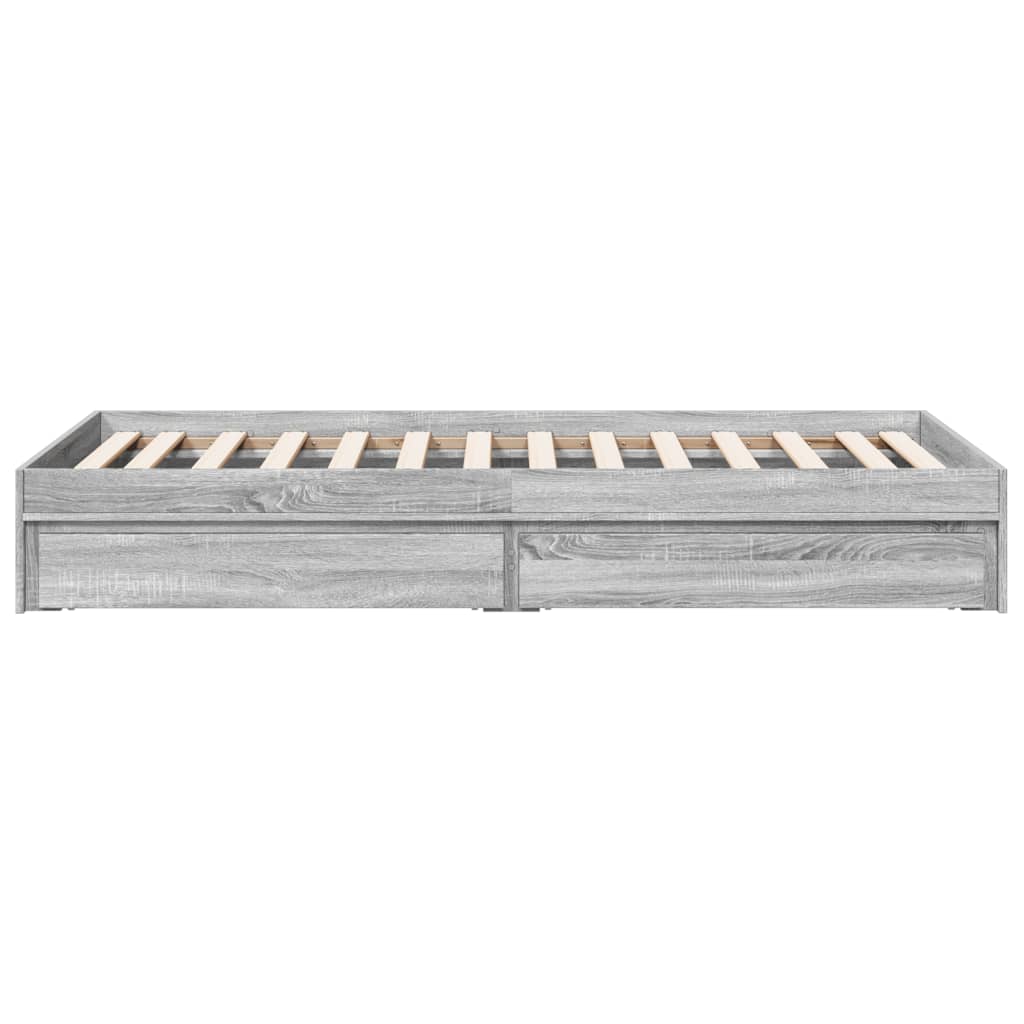 vidaXL Cama con cajones madera ingeniería gris Sonoma 100x200 cm