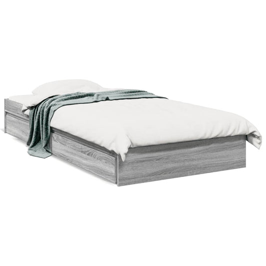 vidaXL Cama con cajones madera ingeniería gris Sonoma 100x200 cm