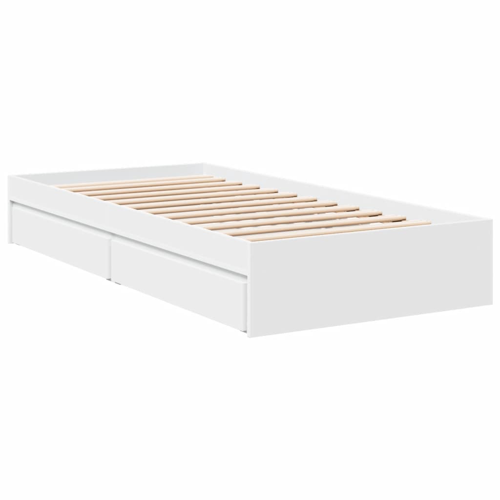 vidaXL Cama con cajones madera de ingeniería blanca 90x200 cm